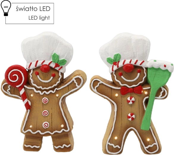 Light-up Christmas figurine gingerbread chef 35.5 cm