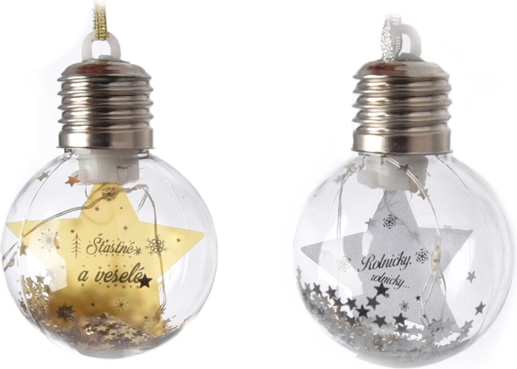 Christmas hanging ornament ball with LED light 8 × 8 × 10 cm (2 variants)