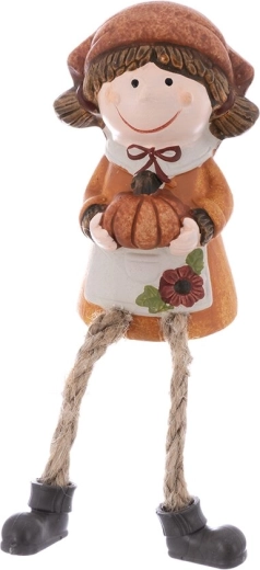 Decorative girl figurine – autumn decoration with fabric legs