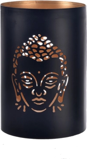 Buddha Candle Holder Black-Gold 12 × 12 × 18 cm