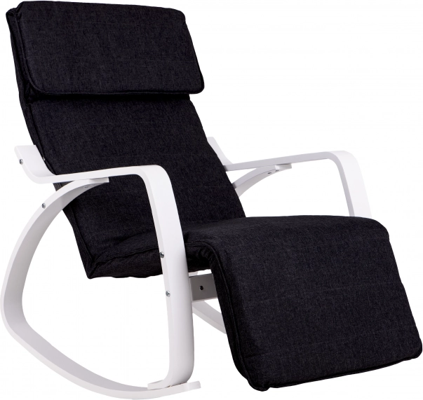 Rocking Chair with Adjustable Footrest by ModernHome in White and Black
