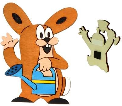 Medinė dekoratyvinė magnetukė Kurmiukas – draugas zuikis