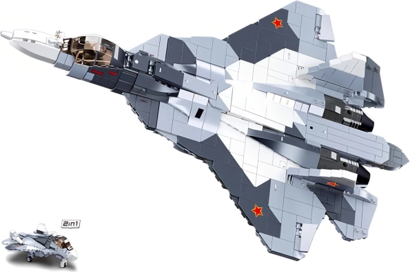 Sluban Model Bricks reaktyvinis naikintuvas SU-57 2 in 1 konstruktorius