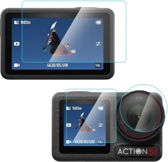 Apsauginis grūdintas stiklas Puluz, skirtas DJI Osmo Action 5 Pro