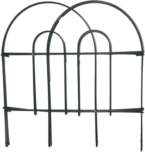 Metalinis sodo bortelis su žalia danga 45 × 300 cm (7 dalys)