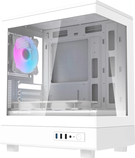 DarkFlash DB330M Mini Tower PC Case (white) with ARGB fans