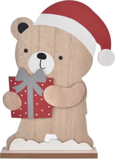 Christmas wooden decoration bear beige 26 cm