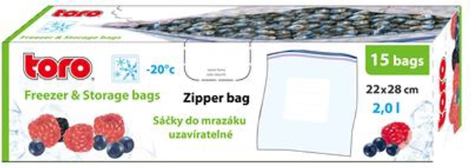 TORO Food Zip Freezer Bags 2 L, 15 pcs