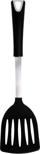 Perforated spatula with black handle