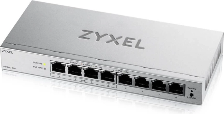 Zyxel GS1200-8HPv3 – 8-port Gigabit PoE switch managed via web