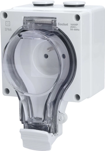 Solight outdoor socket 230 V 16 A IP66 with transparent cover
