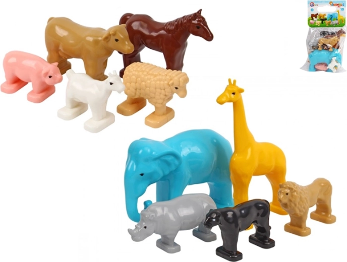 Set of 10 Plastic Animals in a Bag