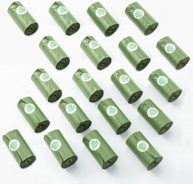 Biologiškai skaidūs maišeliai šunų ekskrementams, 20 ritinėlių (300 vnt.)