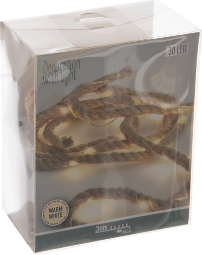 LED šviesos virvė 3 m šilta geltona 30 LED
