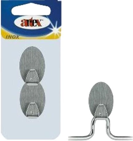Self-adhesive stainless steel oval hook (2 pcs)