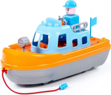 Laivelis „Patrola“ – vaikiškas plastikinis laivelis voniai ir vandeniui, 31 cm