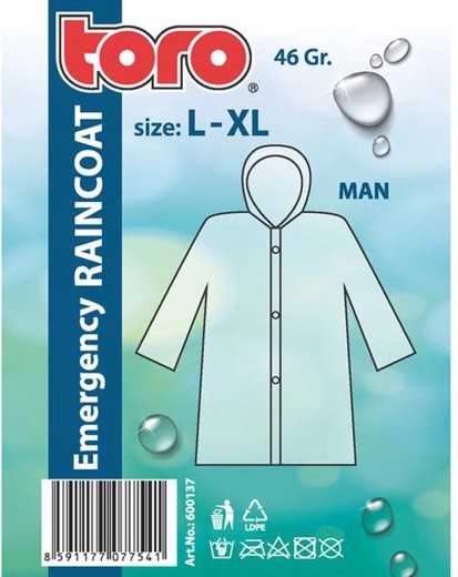 Men’s rain poncho with hood L–XL
