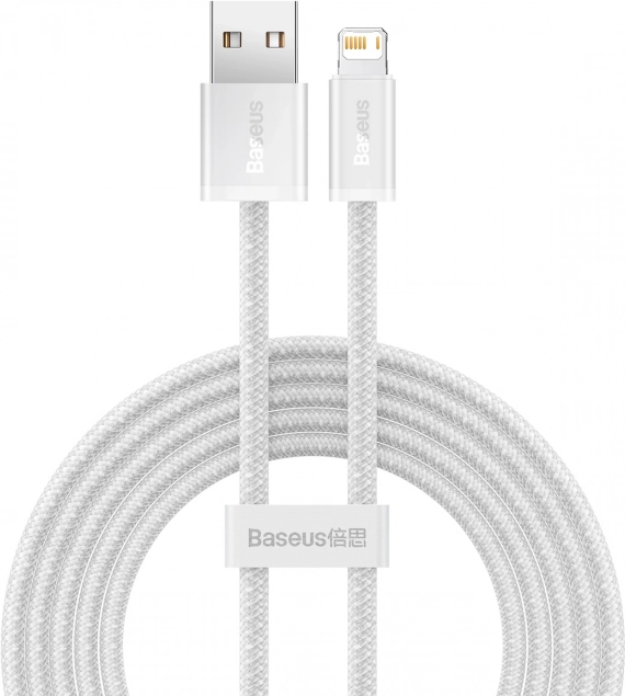 Baseus Dynamic USB–Lightning kabelis 2 m, greitas įkrovimas 2,4 A (baltas)