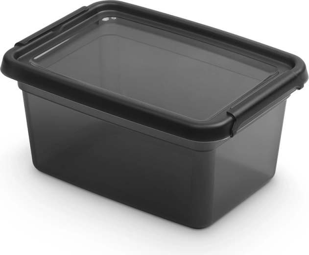 Basestore container with lid and clips 1.5 l, coal