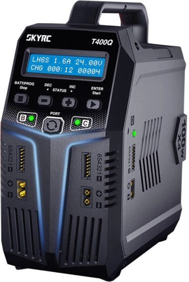 Keturių kanalų išmanusis įkroviklis SKYRC T400Q 4×100 W