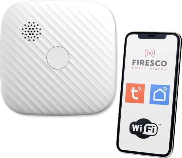 Firesco išmanusis Wi‑Fi dūmų detektorius, skirtas Tuya / Smart Life