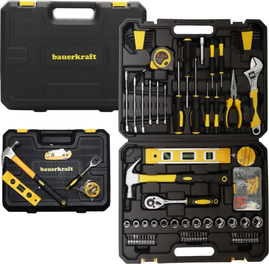 Bauerkraft hand tool set in case – 140 pieces