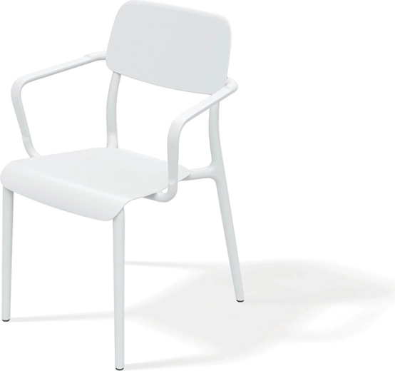 RIMO plastic stackable chair with armrests – white, for indoor and outdoor use