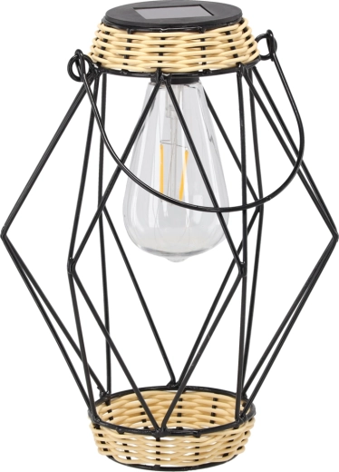 Juodas metalinis saulės žibintas-lampionas 22 cm su LED