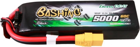 LiPo baterija GensAce 5000 mAh 11,1 V 60C 3S su XT90 jungtimi