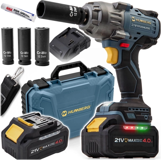 Cordless impact wrench Humberg 21 V 850 Nm with case