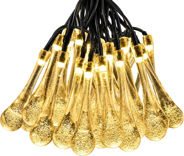 Saulės energija maitinama kalėdinė lauko šviečianti girlianda su varvekliais, 50 LED, 7,5 m