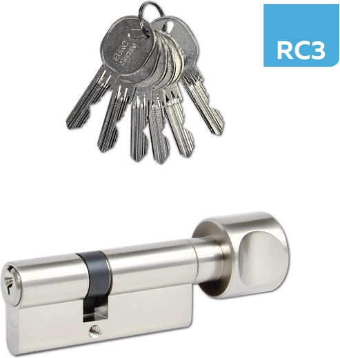 Cylinder lock with thumbturn 30/35, 6 keys, nickel, RC3 class RICHTER