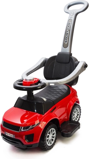 Kids ride-on car 2-in-1 with horn and push handle – red