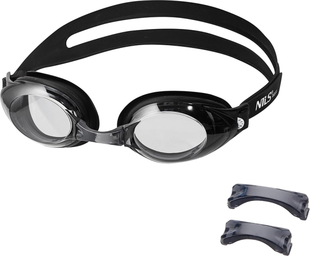 Plaukimo akiniai NILS Aqua juodi su Anti‑Fog technologija ir UV apsauga