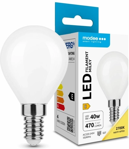 Modee LED lemputė Filament Milky Globe Mini G45 4 W E14 šilta balta