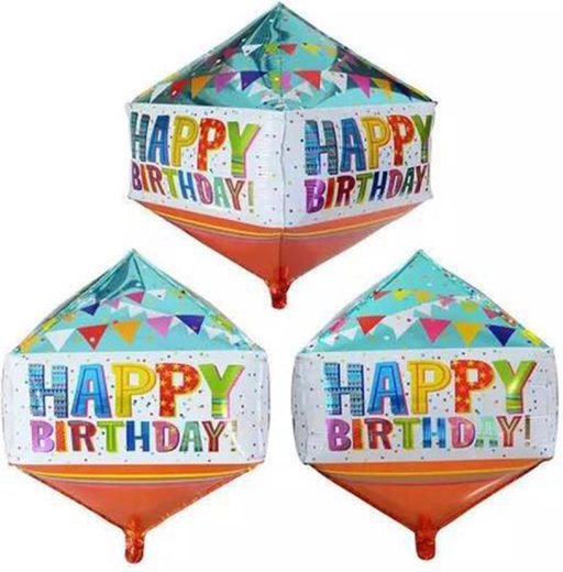 Folinis balionas „Happy Birthday“ deimanto formos 40 × 74 cm
