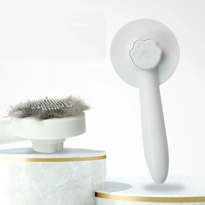 Pet hair removal brush for dogs and cats – white