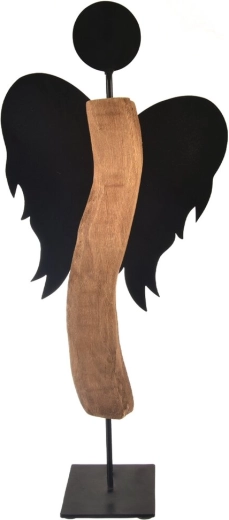 Angelas iš mango medienos ir juodos skardos Black, 65 cm