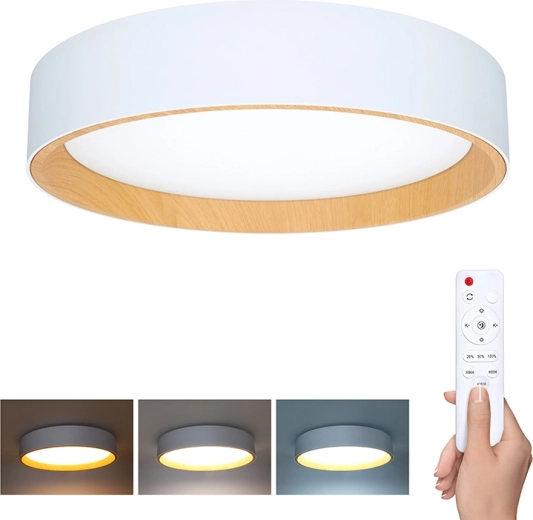 Solight LED lubinis ir sieninis šviestuvas „Larios“ white su nuotolinio valdymo pulteliu, 48 W, 39 cm