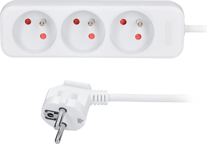Solight extension lead, 3 sockets, 2 m, white