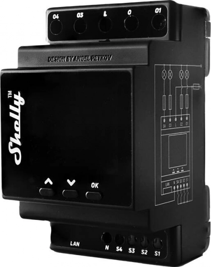 Shelly Pro 4PM Relay with Power Measurement and Wi-Fi Connection