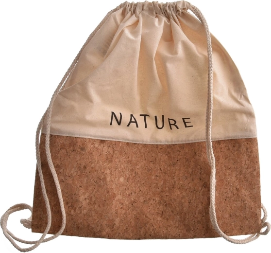 Cotton drawstring bag with cork base 35 × 40 cm