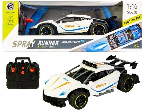 White sport racing RC car with smoke effect - 1 piece