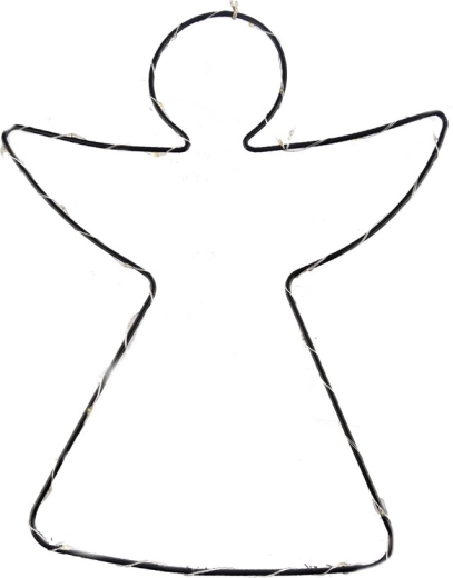 Metal hanging angel with LED lighting, black, 30 cm