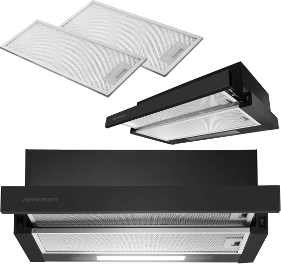 Berdsen BT-241 60 cm telescopic built-in cooker hood, black