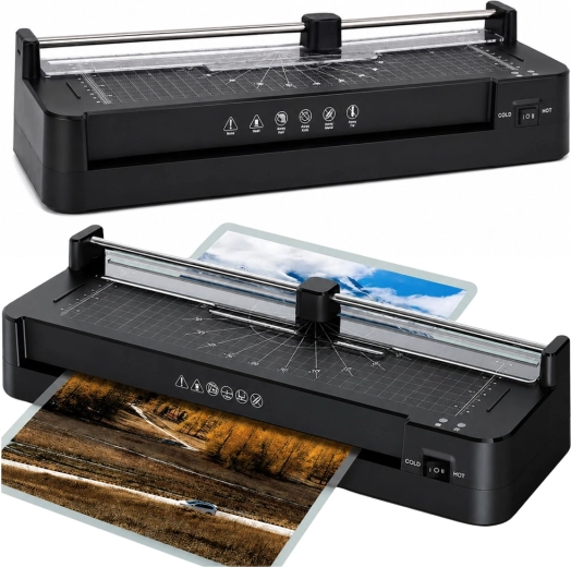 Laminatorius A3 3in1 su pjaustykle ir karšto/šalto laminavimo funkcija, juodas