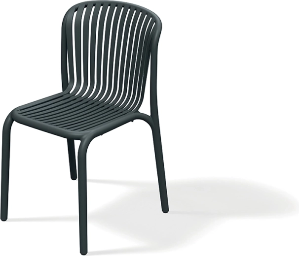 BRENE chair, charcoal – lightweight stackable indoor/outdoor chair with slatted seat