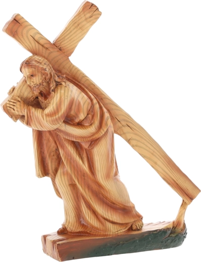 Jėzaus, nešančio kryžių, statulėlė iš polirezino 23 × 7 × 28,5 cm