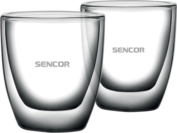 Sencor dvigubų sienelių espreso kavos stiklinių rinkinys, 80 ml, 2 vnt.