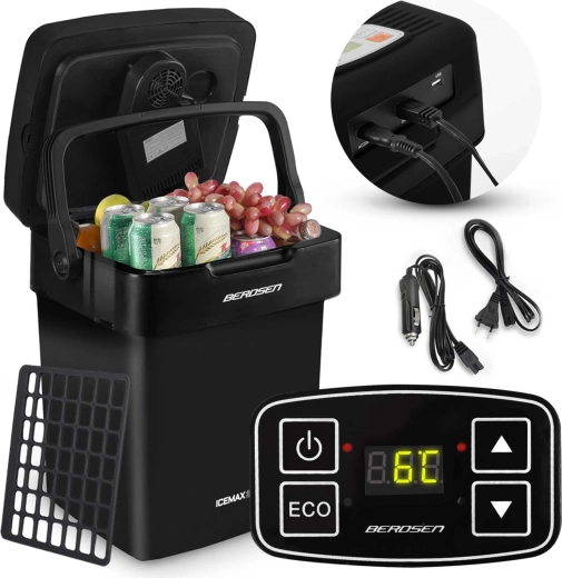 Nešiojamas automobilinis šaldytuvas BERDSEN ICEMAX 29 l su ECO režimu – juodas